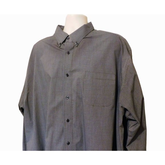 Roundtree & Yorke Travel Smart Shirt 3XB Blue Gray Small Plaid Print Long Sleeve - Picture 2 of 8